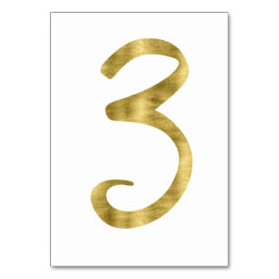 Table Numbers With Gold Foil Effect Number 3