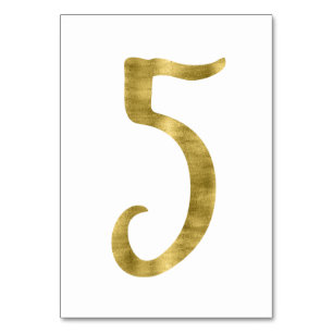 Table Numbers With Gold Foil Effect Number 5