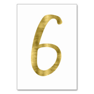 Table Numbers With Gold Foil Effect Number 6