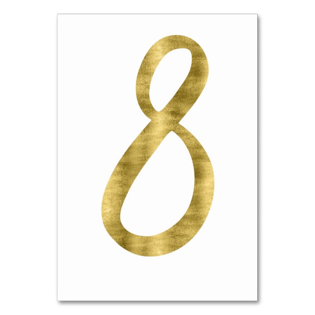 Table Numbers With Gold Foil Effect Number 8 (Front)