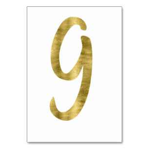 Table Numbers With Gold Foil Effect Number 9