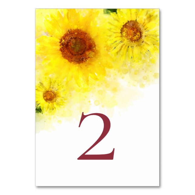 *~* TABLE NUMBERS Yellow Sunflower  Wedding (Front)