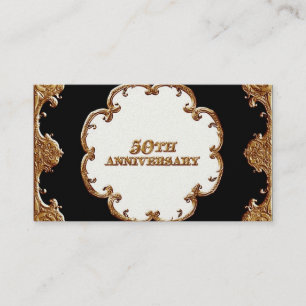 Table Place Card - Golden French Swirl 50th Anniv