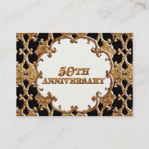 Table Place Card - Golden French Swirl 50th Anniv