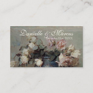 Table Place Card - Impressionist Cream Pink Roses