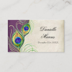 Table Place Card - Peacock Feathers Purple Plum