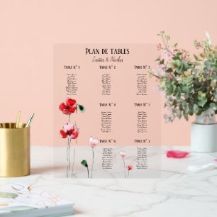 Table plan "poppies" acrylic sign