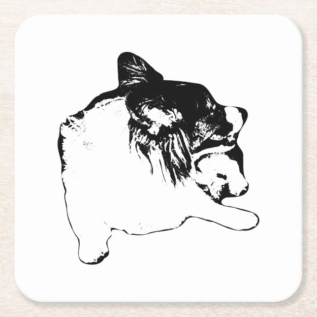 Table Poise: Corgi Outline Square Paper Coaster (Front)