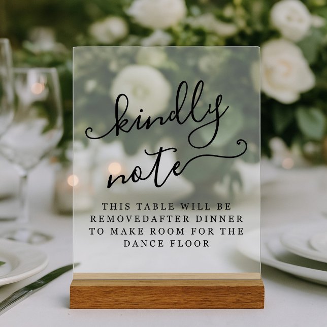 Table Removed After Dinner Make Room for Dancing Acrylic Sign (Creator Uploaded)