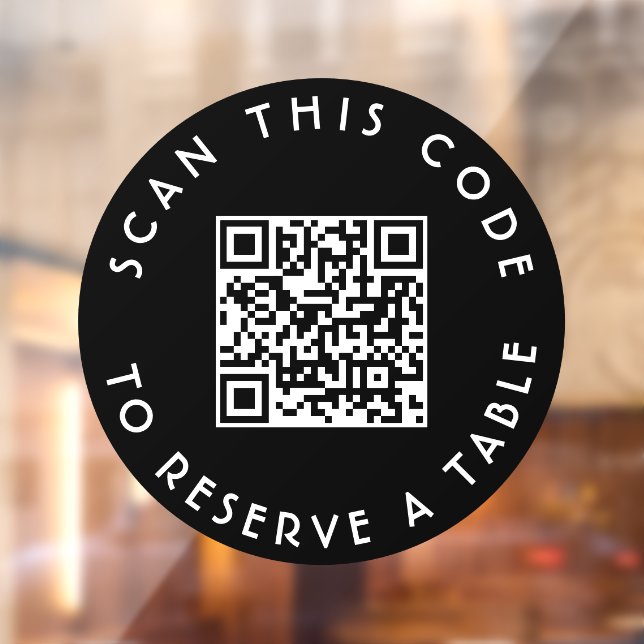 Table Reservation Black Circle QR Code Window Cling (Sheet 2)