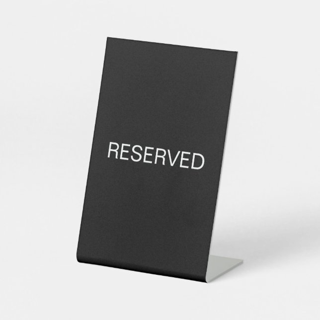 Table Reserved Sign, Black and White Modern Sign (Front)
