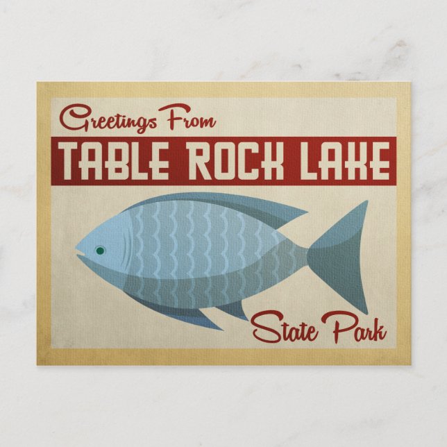 Table Rock Lake Fish Vintage Travel Postcard (Front)