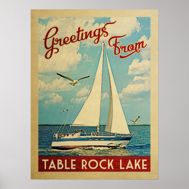 Table Rock Lake Sailboat Vintage Travel Missouri Poster (Front)