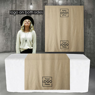 Table Runner Banner Business 2 Logos Faux Kraft Tapestry