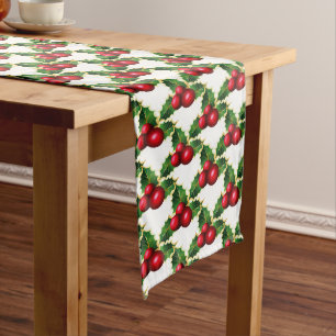 Table Runner-Christmas Red Holly Long Table Runner