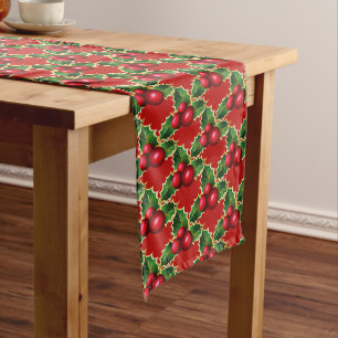 Table Runner-Christmas Red Holly Medium Table Runner