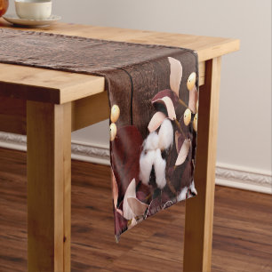 Table Runner Cotton Branch on Dark Wood Stem Count