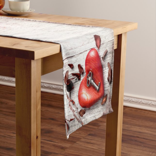 Table Runner Country Wood Key to my Heart Rustic T (In Situ)