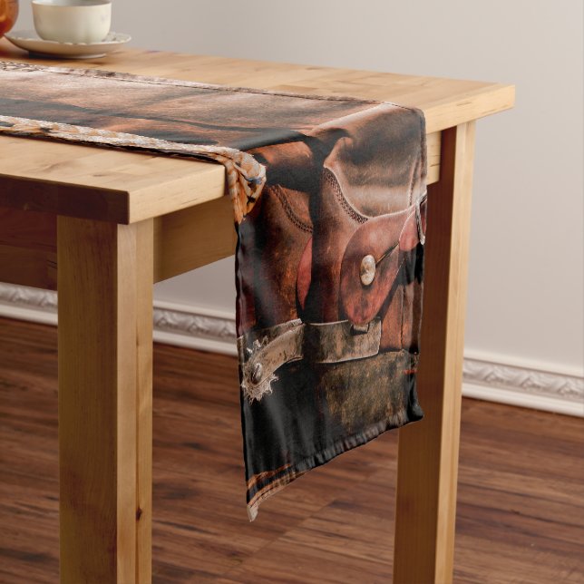 Table Runner Cowboy Boots Barn Wood Rustic Country (In Situ)