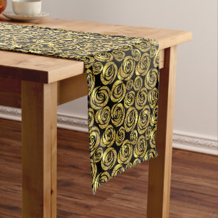 Table Runner-Faux Glitter Roses Long Table Runner