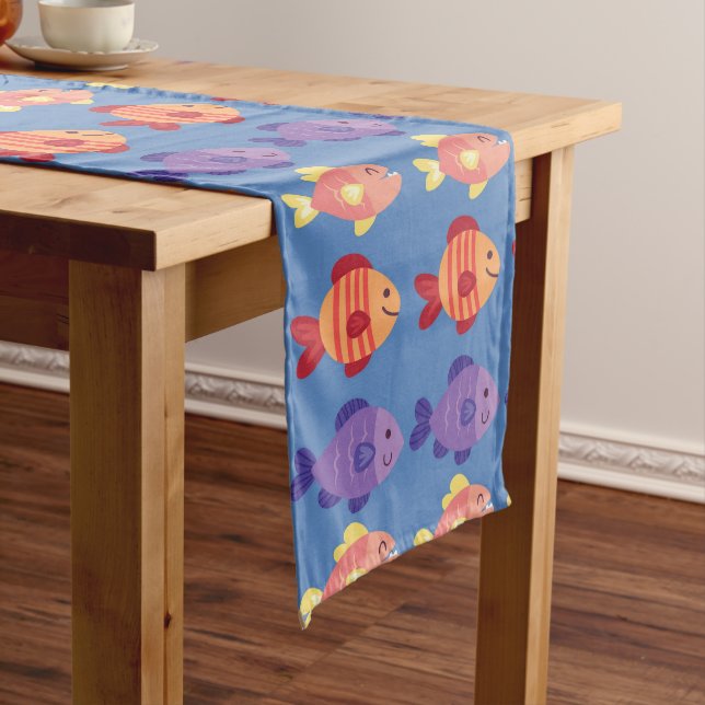 Table Runner - Multi Coloured Fish Design 2 (In Situ)
