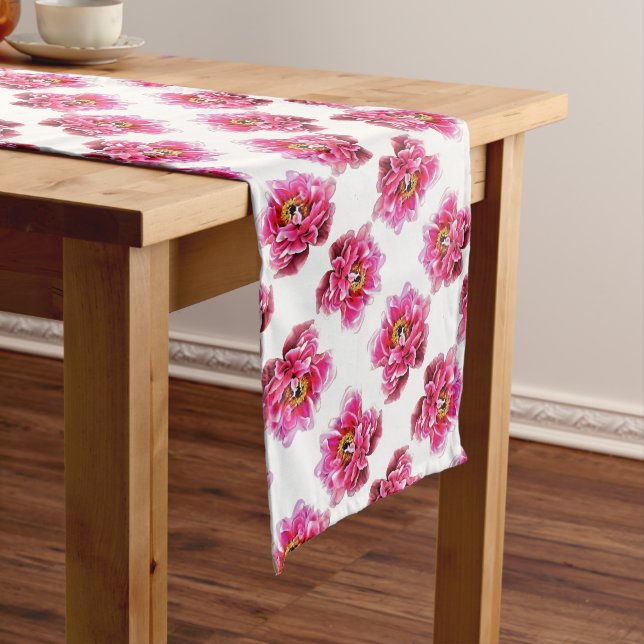 Table Runner Pink Peonies (In Situ)
