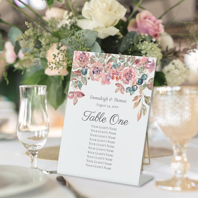 Table Seating Chart Falling in Love Florals Pedestal Sign (Creator Uploaded)