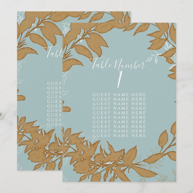 Table Seating Dusty Blue and White Wreath Bridal Invitation (Front/Back)