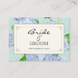 Table Seating Escort Blue Hydrangea Lace Floral Place Card