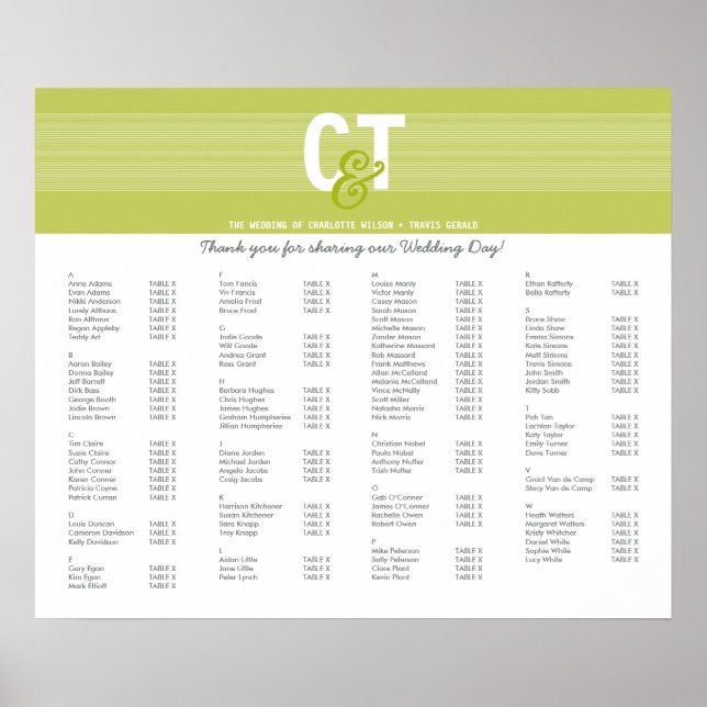 TABLE SEATING PLAN CHART :: modline 3 (Front)