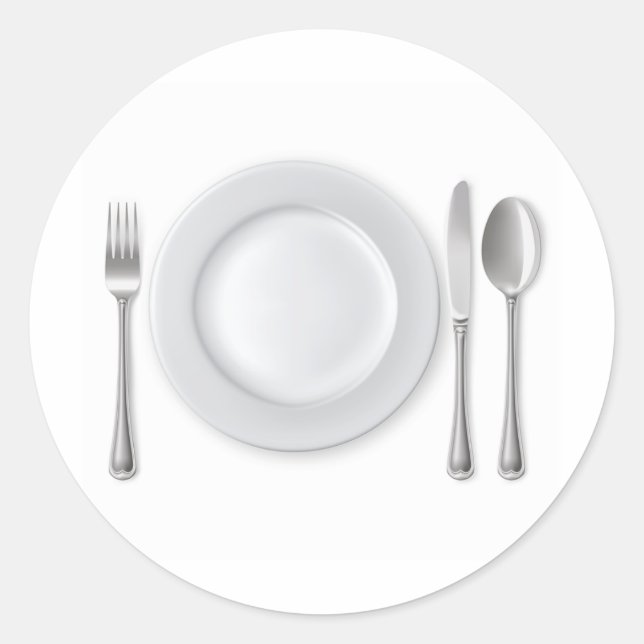 Table Setting Classic Round Sticker (Front)