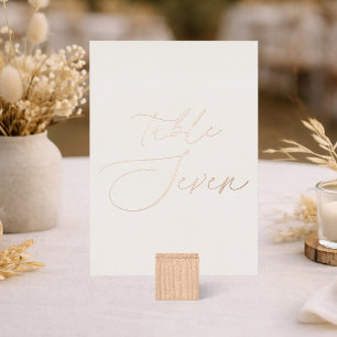 Table Seven Wedding Table Number Real Foil