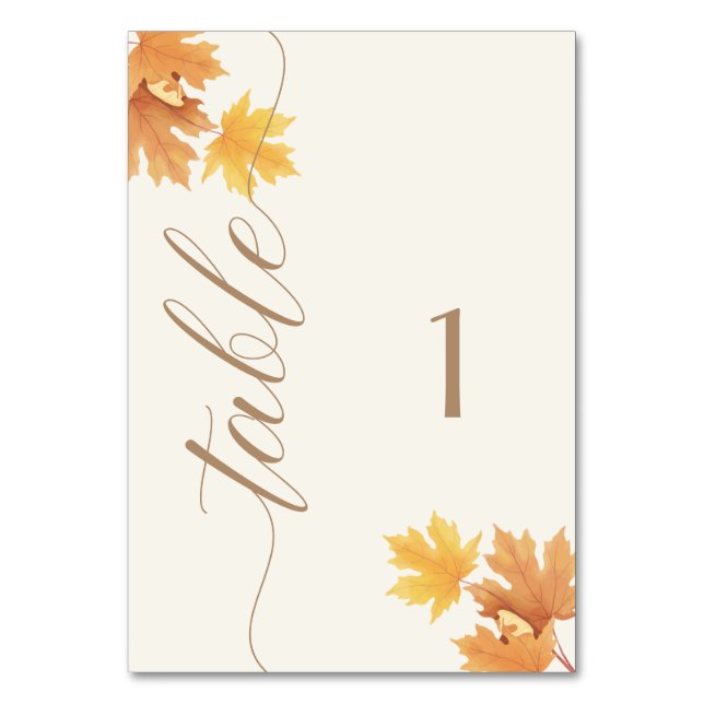 Table Sign – Autumn Fall Baby Shower |  Table Number (Front)