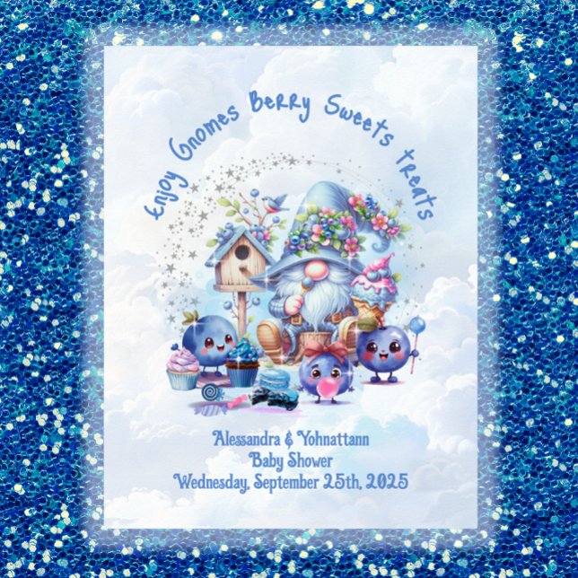 Table Sign Blueberry Gnome Baby Shower Theme  (Creator Uploaded)