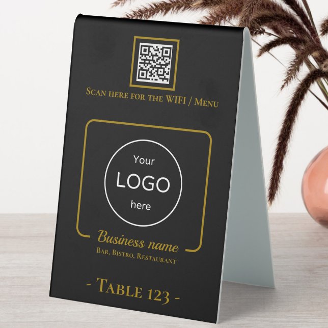 Table Sign number logo qr code business Restaurant (Creator Uploaded)