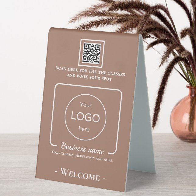 Table Sign yoga fitness studio logo qr code (Creator Uploaded)