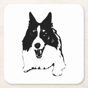 Table Smiles, Corgi Study Square Paper Coaster