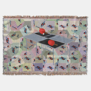 Table Tennis Abstract Art Design, Throw Blanket