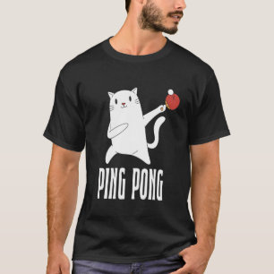 Table Tennis and Pingpong White Cat Outfit Ping Po T-Shirt