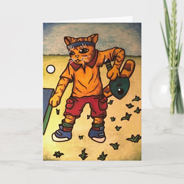Table Tennis Cat Card (Front)