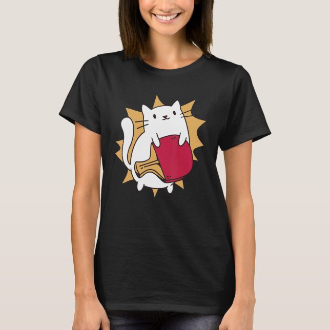 Table tennis Cat  Ping Pong player T-Shirt (Front)