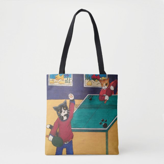 Table Tennis Cats Tote Bag (Front)
