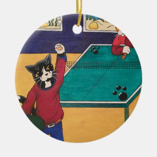 Table Tennis Ceramic Tree Decoration (Front)