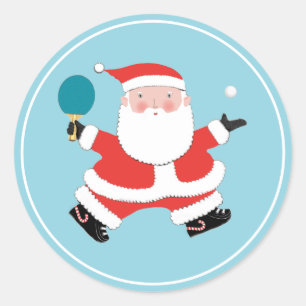 Table Tennis Christmas Classic Round Sticker