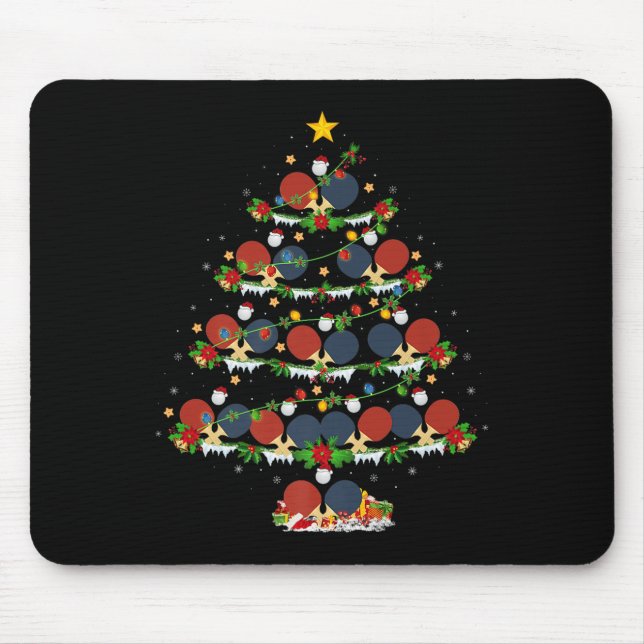 Table Tennis Christmas Tree Lights Srts Player Xma Mouse Mat (Front)