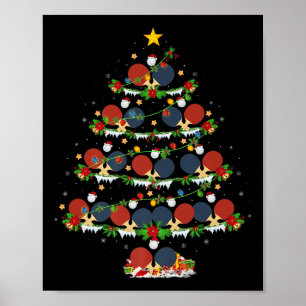 Table Tennis Christmas Tree Lights Srts Player Xma Poster