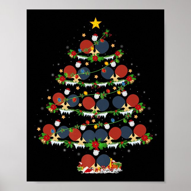 Table Tennis Christmas Tree Lights Srts Player Xma Poster (Front)