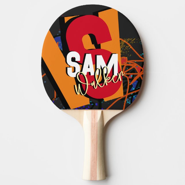 Table Tennis Colourful Name Ping Pong Paddle (Front)