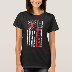 Table Tennis Cool American Flag Player T-Shirt