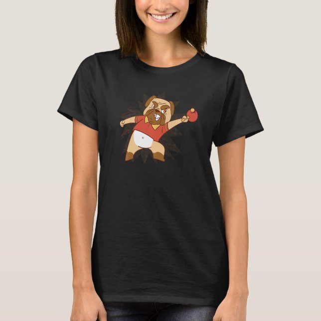 Table Tennis Dog Pong Design Pingpong Outfit Dog P T-Shirt (Front)